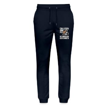 Lustiger Pizza Waschbär - Stanley/Stella Unisex Bio Jogginghose Mover  - Navy - Vorne - Marisol (170cm) & Nik (191cm)