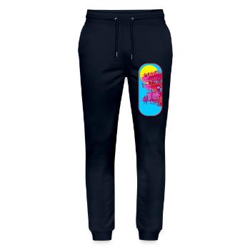 Strandturm Pop-Art Szene - Stanley/Stella Unisex Bio Jogginghose Mover  - Navy - Vorne - Marisol (170cm) & Nik (191cm)