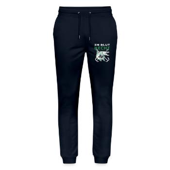 Hecht im Blut – Hechtangler Raubfisch Motiv - Stanley/Stella Unisex Bio Jogginghose Mover  - Navy - Vorne - Marisol (170cm) & Nik (191cm)
