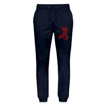 'Di Cymru Ddim Ar Werth - Stanley/Stella Unisex Bio Jogginghose Mover  - Navy - Vorne - Marisol (170cm) & Nik (191cm)
