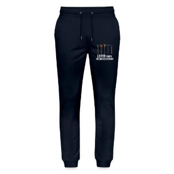 Leiter vom Rechenzentrum Gartenoutfit Gartenarbeit - Stanley/Stella Unisex Bio Jogginghose Mover  - Navy - Vorne - Marisol (170cm) & Nik (191cm)