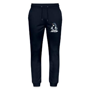 Watercolor penguin in the jump - Stanley/Stella Mover Unisex Organic Jogging Trousers - navy - Front - Marisol (170cm) & Nik (191cm)
