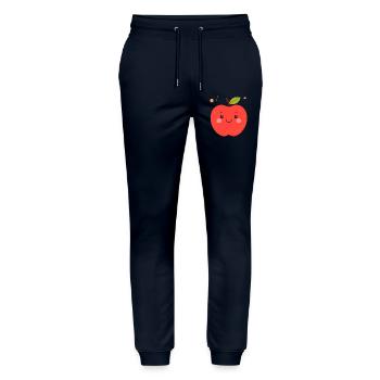 Lustiger roter Kawaii Apfel – Niedliche Frucht - Stanley/Stella Unisex Bio Jogginghose Mover  - Navy - Vorne - Marisol (170cm) & Nik (191cm)