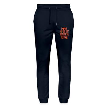 I Love My Super Hot Husband - Stanley/Stella Mover Unisex Organic Jogging Trousers - navy - Front - Marisol (170cm) & Nik (191cm)