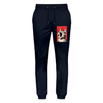müdes Kätzchen - Stanley/Stella Unisex Bio Jogginghose Mover  - Navy - Vorne - Marisol (170cm) & Nik (191cm)