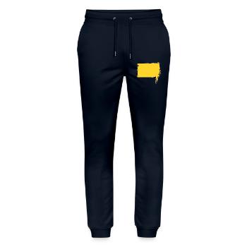 Eckige Sprechblase rechts in Gelb used look - Stanley/Stella Unisex Bio Jogginghose Mover  - Navy - Vorne - Marisol (170cm) & Nik (191cm)