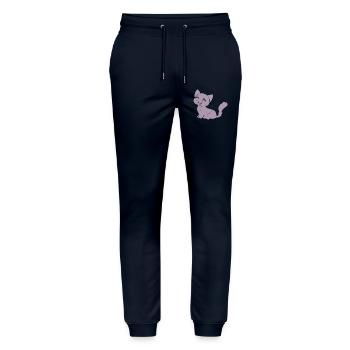 Mignon chat dessin animé silhouette minimaliste - Pantalon de jogging bio MOVER Stanley/Stella unisexe - marine - Devant - Marisol (170cm) & Nik (191cm)