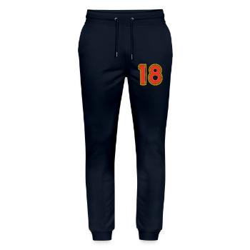 18. 18 ANS. 18e ANNIVERSAIRE. ANNIVERSAIRE 18 ANS. - Pantalon de jogging bio MOVER Stanley/Stella unisexe - marine - Devant - Marisol (170cm) & Nik (191cm)