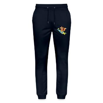 Einschulung Fuchs, Hurra ich bin ein Schulkind! - Stanley/Stella Unisex Bio Jogginghose Mover  - Navy - Vorne - Marisol (170cm) & Nik (191cm)