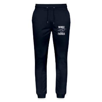 Wings Are for Fairies – Funny Helicopter Pilot - Stanley/Stella Mover Unisex Organic Jogging Trousers - navy - Front - Marisol (170cm) & Nik (191cm)