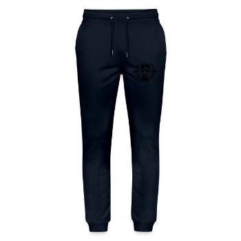 Leben auf dem Land with tractor and wheat wreath - Stanley/Stella Mover Unisex Organic Jogging Trousers - navy - Front - Marisol (170cm) & Nik (191cm)