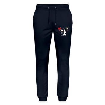 Wedding Couple Morocco Algeria Flag - Stanley/Stella Mover Unisex Organic Jogging Trousers - navy - Front - Marisol (170cm) & Nik (191cm)