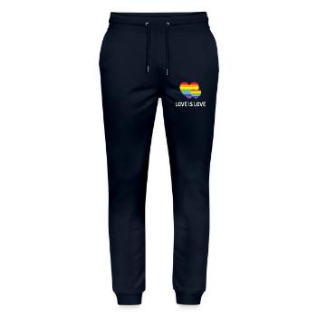 LGBT Pride Month - Love is Love - Stanley/Stella Mover Unisex Organic Jogging Trousers - navy - Front - Marisol (170cm) & Nik (191cm)