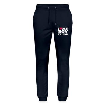 I Love My Boyfriend - Stanley/Stella Mover Unisex Organic Jogging Trousers - navy - Front - Marisol (170cm) & Nik (191cm)