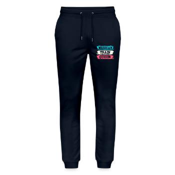 Domino Mexican Train - Stanley/Stella Mover Unisex Organic Jogging Trousers - navy - Front - Marisol (170cm) & Nik (191cm)
