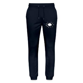 Comic Cloud with Lightning - Stanley/Stella Mover Unisex Organic Jogging Trousers - navy - Front - Marisol (170cm) & Nik (191cm)
