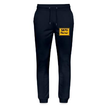 ALTE POSTLEITZAHL PLZ RETRO 5870 HEMER - Stanley/Stella Unisex Bio Jogginghose Mover  - Navy - Vorne - Marisol (170cm) & Nik (191cm)