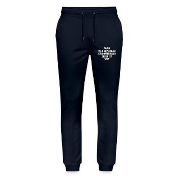 Papa: Weil Superheld Kein Offizieller Beruf Ist - Stanley/Stella Unisex Bio Jogginghose Mover  - Navy - Vorne - Marisol (170cm) & Nik (191cm)
