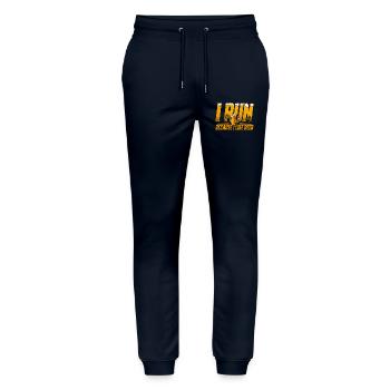 Ich laufe wegen Bier - Lustiges Lauf Shirt - Stanley/Stella Unisex Bio Jogginghose Mover  - Navy - Vorne - Marisol (170cm) & Nik (191cm)