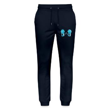 FREE NIGHT - freedom & rights - Pantalon de jogging bio MOVER Stanley/Stella unisexe - marine - Devant - Marisol (170cm) & Nik (191cm)
