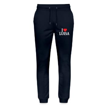 T-Shirt Name I love Luisa T-Shirt Geschenkidee - Stanley/Stella Unisex Bio Jogginghose Mover  - Navy - Vorne - Marisol (170cm) & Nik (191cm)