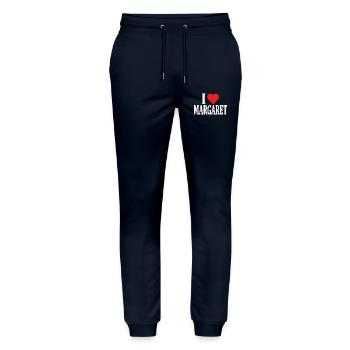 t-shirt name I love Margaret t-shirt gift idea - Stanley/Stella Mover Unisex Organic Jogging Trousers - navy - Front - Marisol (170cm) & Nik (191cm)