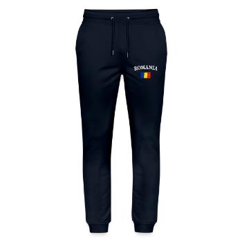 Romania Flag Brush Stroke Vintage - Stanley/Stella Mover Unisex Organic Jogging Trousers - navy - Front - Marisol (170cm) & Nik (191cm)