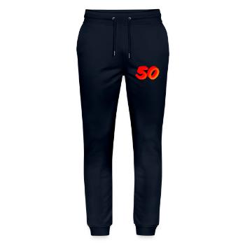 jahre alt, 50 leuchtende Farbe, gratulieren - Stanley/Stella Unisex Bio Jogginghose Mover  - Navy - Vorne - Marisol (170cm) & Nik (191cm)