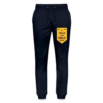 talk less smile more - Stanley/Stella Mover Unisex Organic Jogging Trousers - navy - Front - Marisol (170cm) & Nik (191cm)