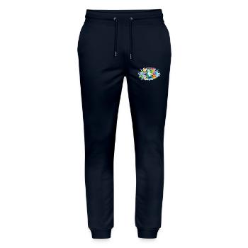 Earth surrounded by Flowers, Outlined, Aquarell - Stanley/Stella Mover Unisex Organic Jogging Trousers - navy - Front - Marisol (170cm) & Nik (191cm)