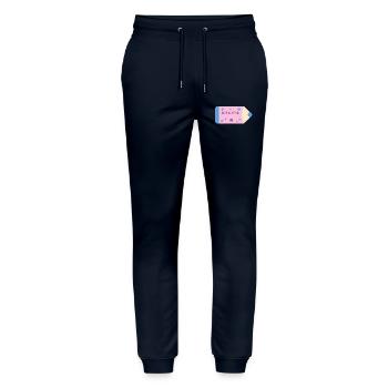 Crayon de couleur rose bleu clair petites fleurs - Écolier - Pantalon de jogging bio MOVER Stanley/Stella unisexe - marine - Devant - Marisol (170cm) & Nik (191cm)