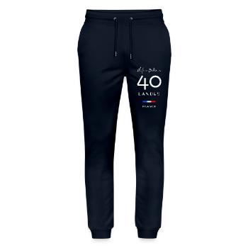 Life is better LANDES Number 40 Aquitaine - Stanley/Stella Mover Unisex Organic Jogging Trousers - navy - Front - Marisol (170cm) & Nik (191cm)