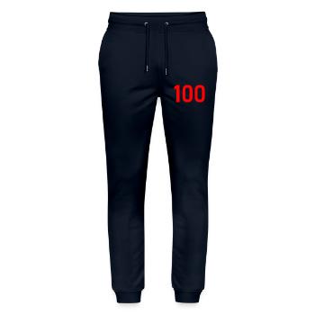 100. 100 ANS. 100e ANNIVERSAIRE. ANNIVERSAIRE 100  - Pantalon de jogging bio MOVER Stanley/Stella unisexe - marine - Devant - Marisol (170cm) & Nik (191cm)