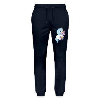 Cute baby unicorn playing the guitar - Stanley/Stella Mover Unisex Organic Jogging Trousers - navy - Front - Marisol (170cm) & Nik (191cm)