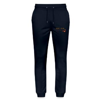 Hello Autumn | Autumn Leaves Design - Stanley/Stella Mover Unisex Organic Jogging Trousers - navy - Front - Marisol (170cm) & Nik (191cm)