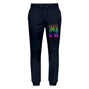 wien rs regenbogen - Stanley/Stella Unisex Bio Jogginghose Mover  - Navy - Vorne - Marisol (170cm) & Nik (191cm)