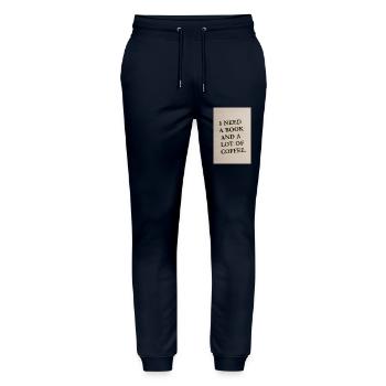 Ich brauche ein Buch und Kaffee - Stanley/Stella Unisex Bio Jogginghose Mover  - Navy - Vorne - Marisol (170cm) & Nik (191cm)