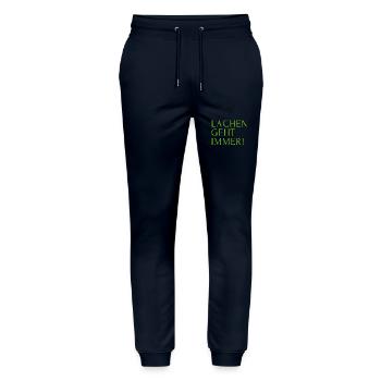 lachen tut mir gut - Stanley/Stella Unisex Bio Jogginghose Mover  - Navy - Vorne - Marisol (170cm) & Nik (191cm)