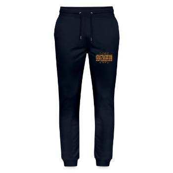 Leben heißt rückwärts Nebel - Stanley/Stella Unisex Bio Jogginghose Mover  - Navy - Vorne - Marisol (170cm) & Nik (191cm)