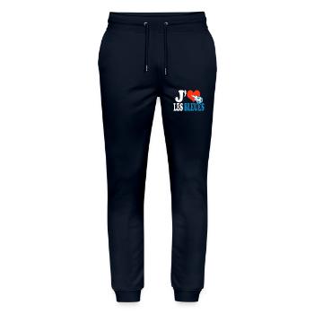 football féminin j aime les bleues équipe france - Pantalon de jogging bio MOVER Stanley/Stella unisexe - marine - Devant - Marisol (170cm) & Nik (191cm)