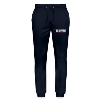 Mauvaises décisions Bonnes histoires - Pantalon de jogging bio MOVER Stanley/Stella unisexe - marine - Devant - Marisol (170cm) & Nik (191cm)
