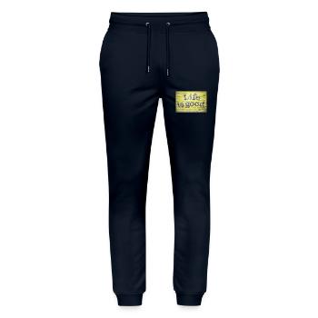 Life is Good Graffiti - Stanley/Stella Mover Unisex Organic Jogging Trousers - navy - Front - Marisol (170cm) & Nik (191cm)