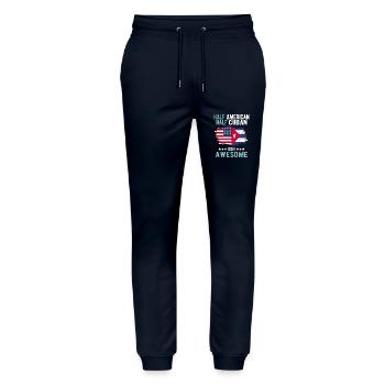 Moitié américain moitié cubain - Pantalon de jogging bio MOVER Stanley/Stella unisexe - marine - Devant - Marisol (170cm) & Nik (191cm)