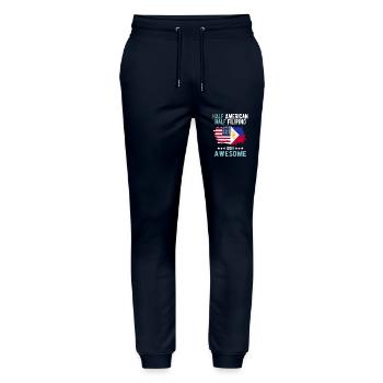 Half American Half Filipino - Stanley/Stella Mover Unisex Organic Jogging Trousers - navy - Front - Marisol (170cm) & Nik (191cm)