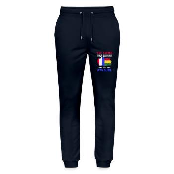 Half French Half Bolivian - Stanley/Stella Mover Unisex Organic Jogging Trousers - navy - Front - Marisol (170cm) & Nik (191cm)