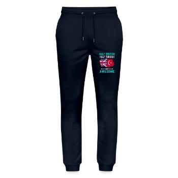 Half British Half Turk - Stanley/Stella Mover Unisex Organic Jogging Trousers - navy - Front - Marisol (170cm) & Nik (191cm)