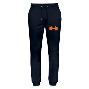 Dumbbell Design Short Colored New Dumbbell Sport - Stanley/Stella Mover Unisex Organic Jogging Trousers - navy - Front - Marisol (170cm) & Nik (191cm)