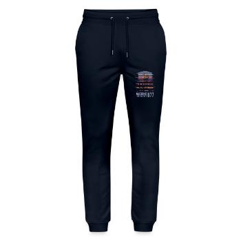 Vintage 1977 77 Birthday Retro Vintage Gift - Stanley/Stella Mover Unisex Organic Jogging Trousers - navy - Front - Marisol (170cm) & Nik (191cm)