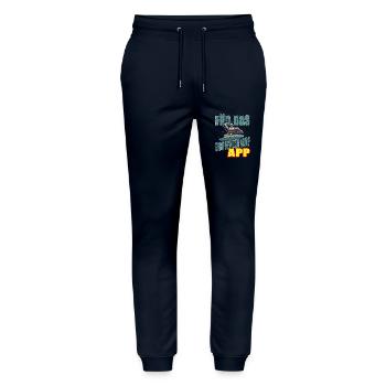 Für das gibt es noch keine App - Stanley/Stella Unisex Bio Jogginghose Mover  - Navy - Vorne - Marisol (170cm) & Nik (191cm)