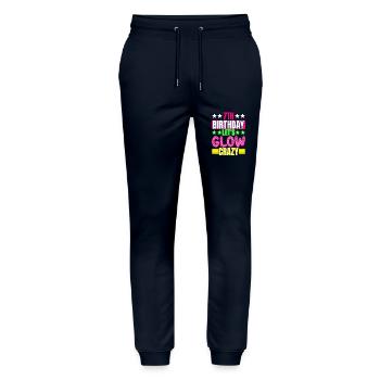 7th Birthday Let's Glow Crazy Colorful 7 year old - Stanley/Stella Mover Unisex Organic Jogging Trousers - navy - Front - Marisol (170cm) & Nik (191cm)